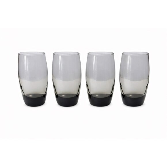 Other - Drinking Water Ice Tea Glasses Roly Polly Grey Smoke Set 4 Vintage Ombre Heavy